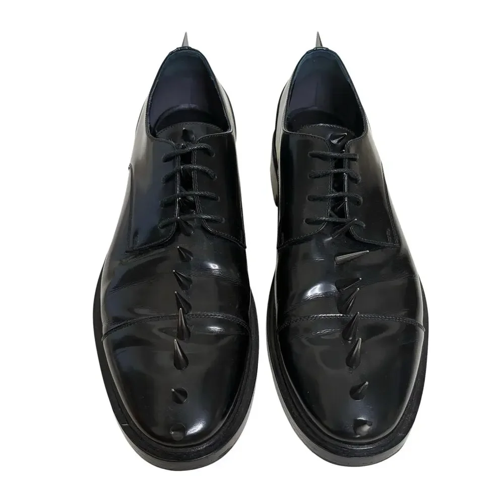 Balenciaga Mens Leather Spike Lace Up Derby Oxfords Size 46 EU 12 US